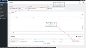 Filter downloads by user roles using the dropdown. View the user role of customers who downloaded each product.